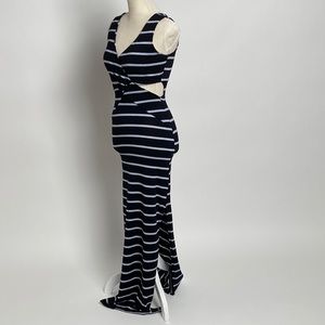 Black and White FEATHERS Striped Dress